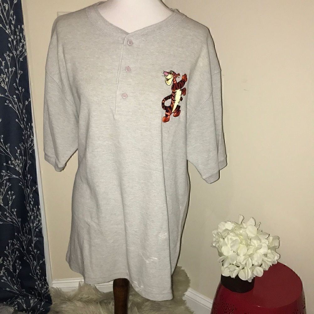 The Disney Store Vintage Embroidered Tigger Henley